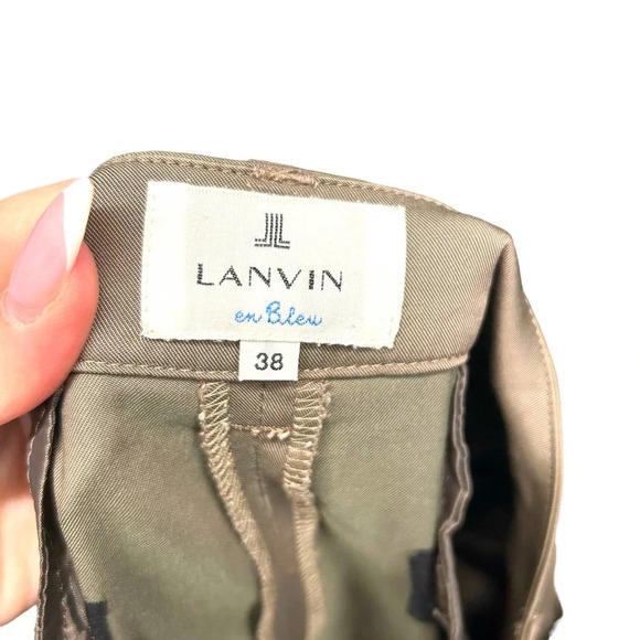 Lanvin en Bleu Tan Brown Pleated Cropped Trousers Size 38 / US‎ 8 - Picture 7 of 10